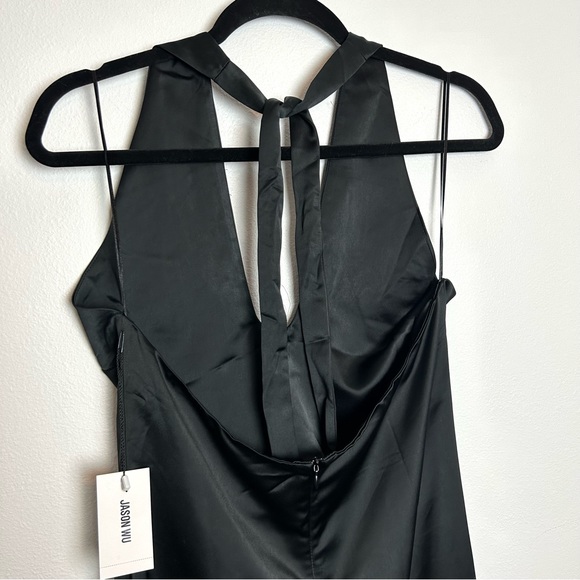 Jason Wu Black Satin Halter Dress MIDI NWT - Picture 10 of 11